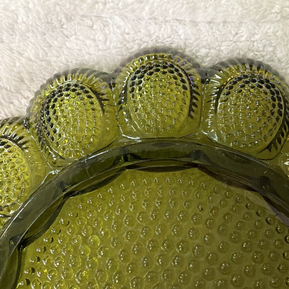Vtg Indiana Glass Avacado Green Hobnail Deviled 15 Egg Dish Tray Plate 1960'sMCM - Picture 11 of 16